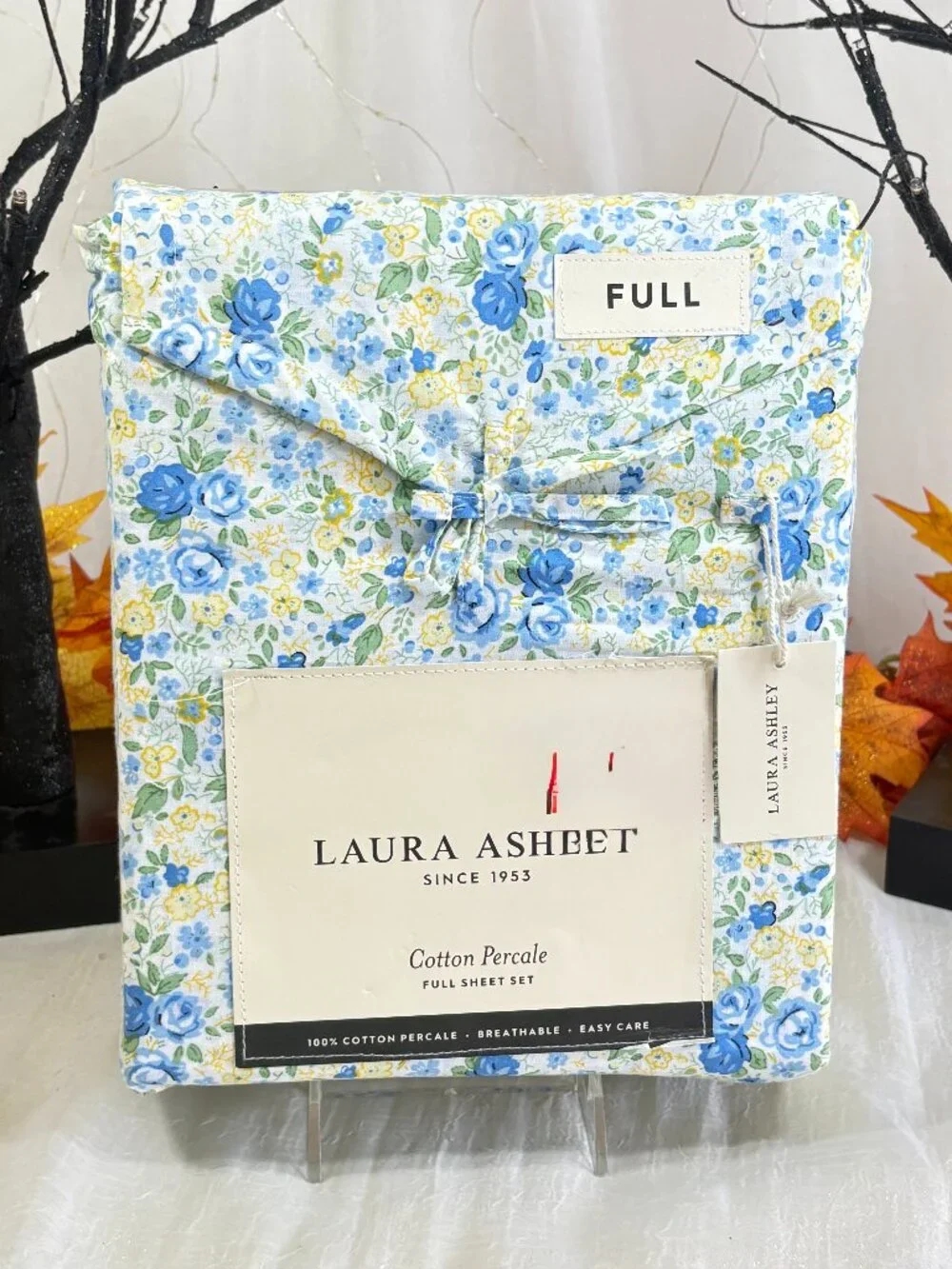 Laura Ashley Rowena Cotton FULL Sheet Set 4pc Cottage Farmhouse Chic Floral New
